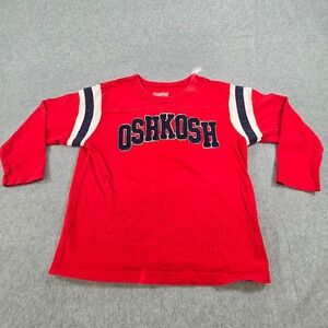 OshKosh B'gosh Boys Red Long Sleeve Graphic Athletic Varsity T-Shirt Size 3T